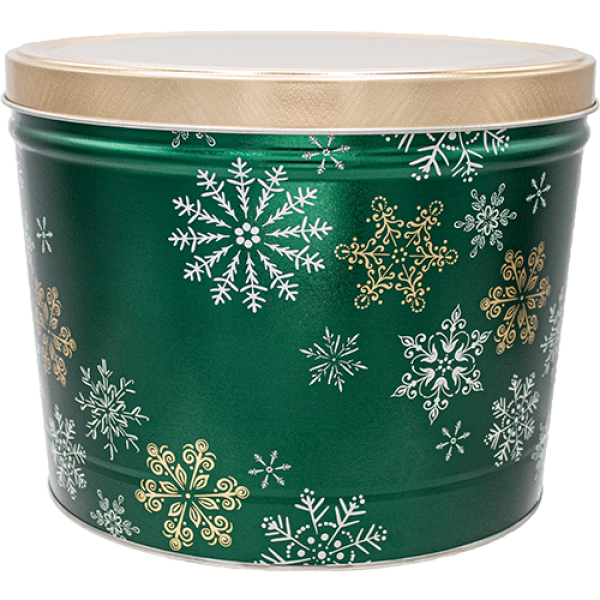 Green Snowflakes-2 Gallon Tin + Popcorn Selections