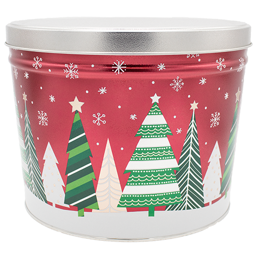 Christmas Trees Gallon Tin + Popcorn Selections